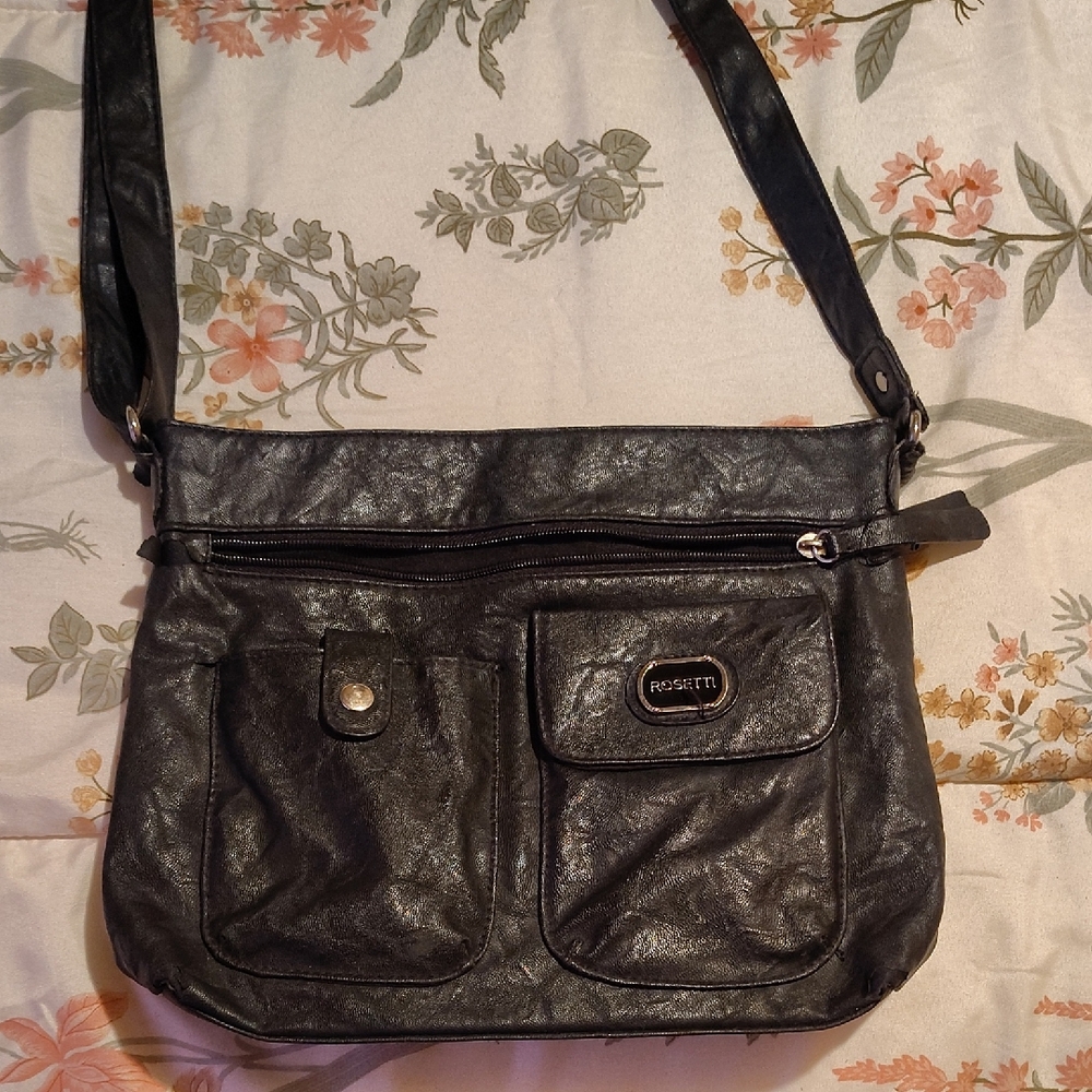 Rosetti Metallic Black Crossbody Bag